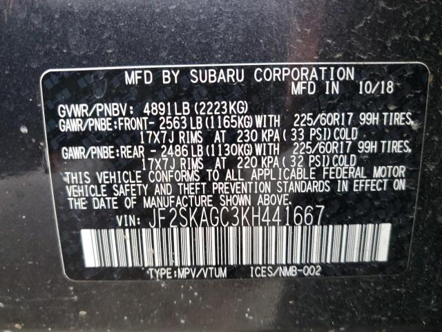 Photo 10 from auction – 2019 SUBARU FORESTER P with VIN JF2SKAGC3KH441667
