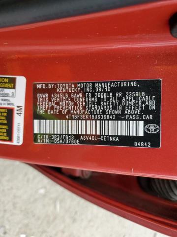 Photo 10 from auction – 2011 TOYOTA CAMRY BASE with VIN 4T1BF3EK1BU636842