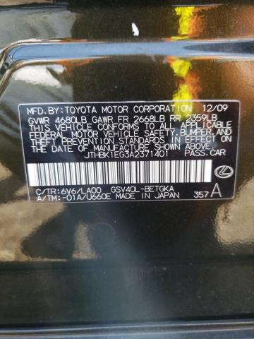 Photo 10 from auction – 2010 LEXUS ES 350 with VIN JTHBK1EG3A2371401