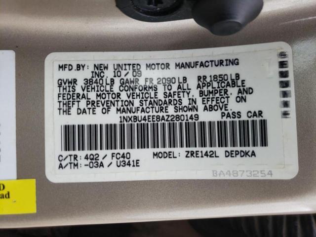Photo 10 from auction – 2010 TOYOTA COROALLA with VIN 1NXBU4EE8AZ280149