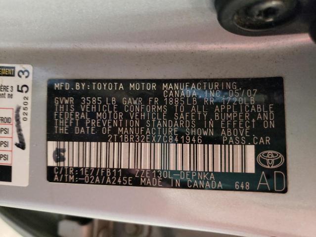 Photo 10 from auction – 2007 TOYOTA COROLLA CE with VIN 2T1BR32EX7C841946