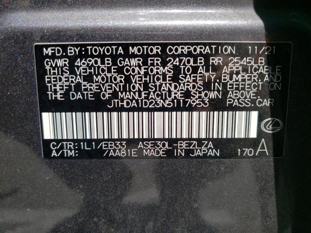 Photo 10 from auction – 2022 LEXUS IS 300 with VIN JTHDA1D23N5117953