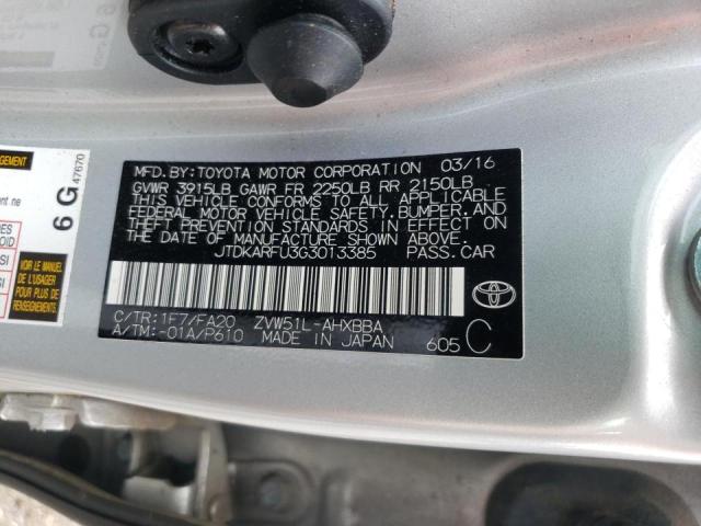 Photo 10 from auction – 2016 TOYOTA PRIUS with VIN JTDKARFU3G3013385
