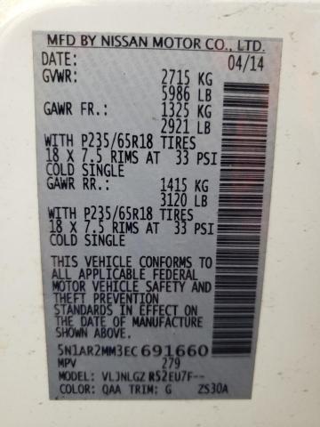 Photo 10 from auction – 2014 NISSAN PATHFINDER with VIN 5N1AR2MM3EC691660