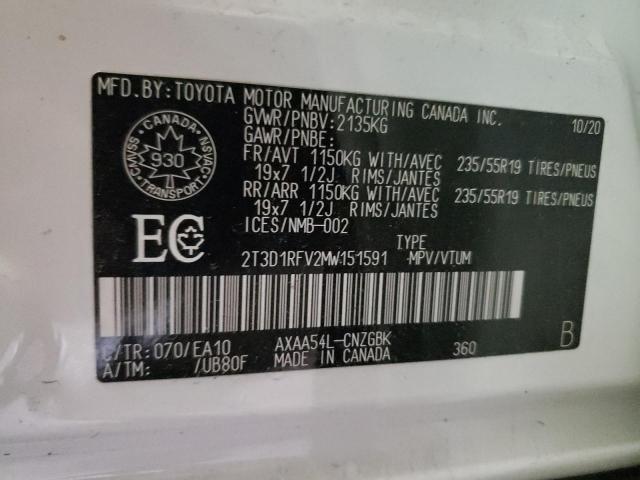 Photo 10 from auction – 2021 TOYOTA RAV4 LIMIT with VIN 2T3D1RFV2MW151591