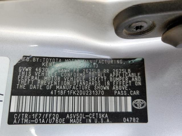 Photo 10 from auction – 2013 TOYOTA CAMRY L with VIN 4T1BF1FK2DU231370
