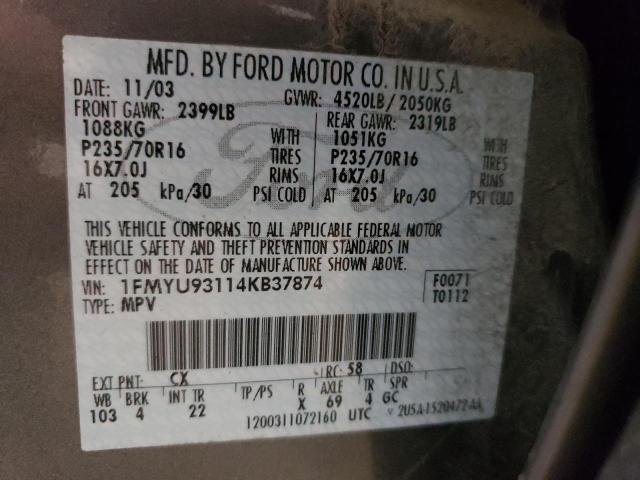 Photo 10 from auction – 2004 FORD ESCAPE XLT with VIN 1FMYU93114KB37874