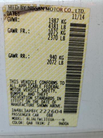 Photo 10 from auction – 2015 NISSAN ALTIMA 3.5 with VIN 1N4BL3AP8FC222604