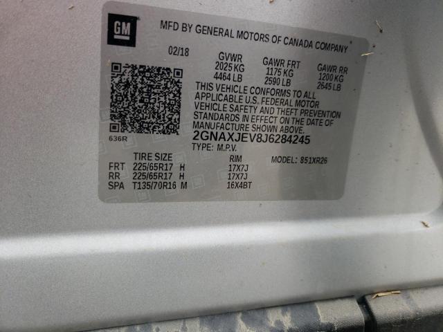 Photo 10 from auction – 2018 CHEVROLET EQUINOX LT with VIN 2GNAXJEV8J6284245