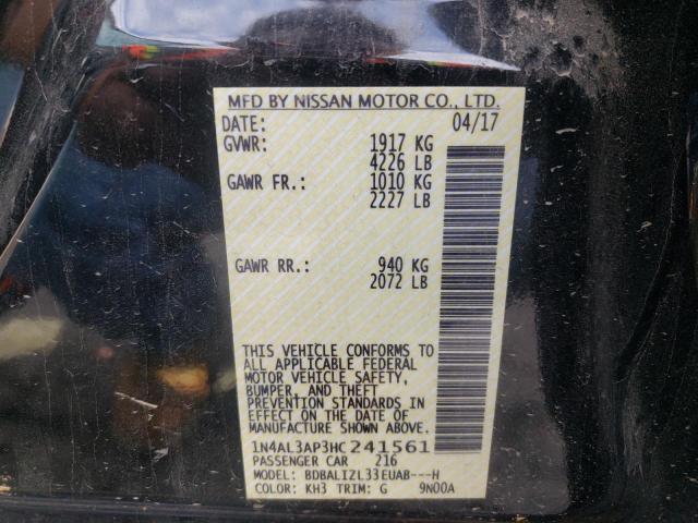 Photo 10 from auction – 2017 NISSAN ALTIMA 2.5 with VIN 1N4AL3AP3HC241561