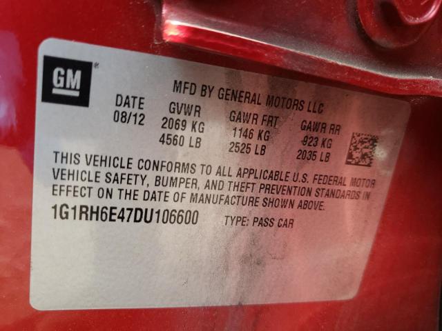 Photo 10 from auction – 2013 CHEVROLET VOLT with VIN 1G1RH6E47DU106600