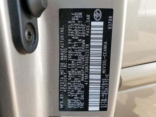 Photo 10 from auction – 2006 TOYOTA CAMRY LE with VIN 4T1BF30K76U623218