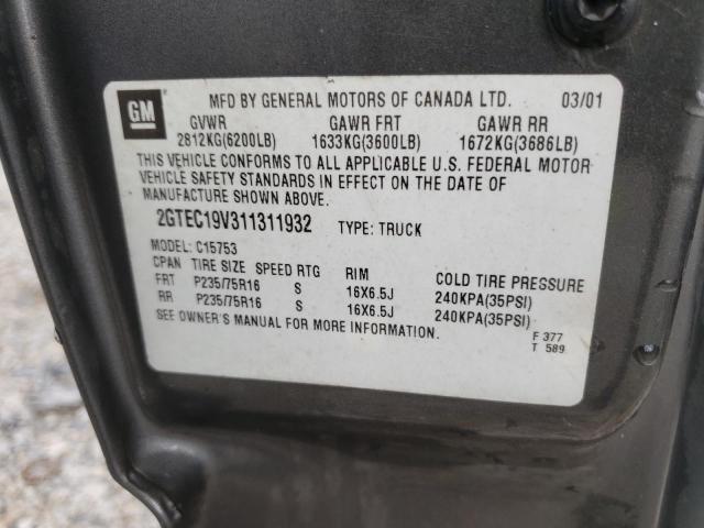 Photo 10 from auction – 2001 GMC NEW SIERRA with VIN 2GTEC19V311311932