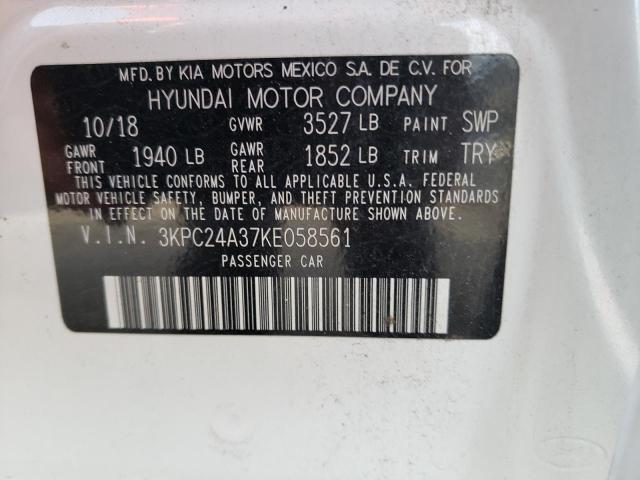 Photo 10 from auction – 2019 HYUNDAI ACCENT SE with VIN 3KPC24A37KE058561