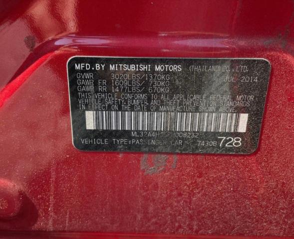 Photo 10 from auction – 2015 MITSUBISHI MIRAGE ES with VIN ML32A4HJ5FH008232