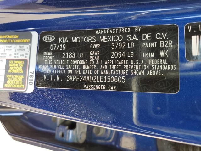 Photo 10 from auction – 2020 KIA FORTE FE with VIN 3KPF24AD2LE150605