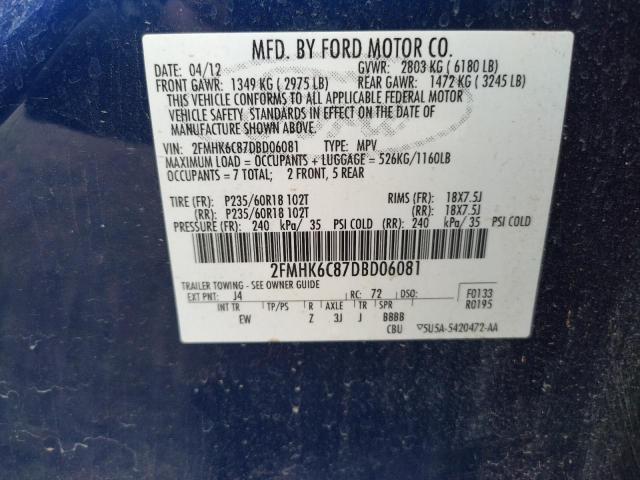 Photo 10 from auction – 2013 FORD FLEX SEL with VIN 2FMHK6C87DBD06081