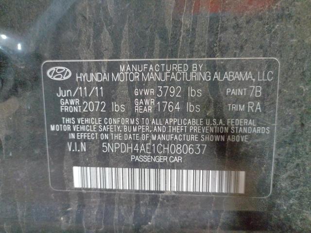 Photo 10 from auction – 2012 HYUNDAI ELANTRA GL with VIN 5NPDH4AE1CH080637