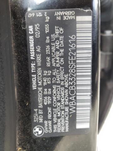 Photo 10 from auction – 1995 BMW 325 I with VIN WBACB3328SFE21616