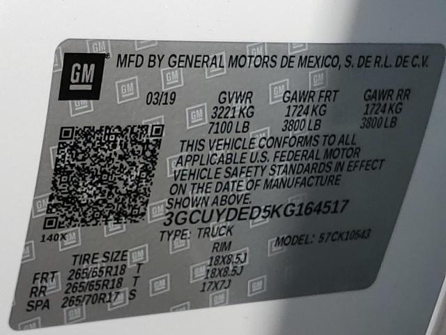 Photo 10 from auction – 2019 CHEVROLET SILVERADO with VIN 3GCUYDED5KG164517