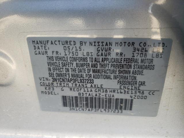 Photo 10 from auction – 2015 NISSAN VERSA S with VIN 3N1CN7AP3FL937233