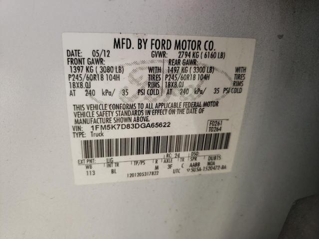 Photo 10 from auction – 2013 FORD EXPLORER X with VIN 1FM5K7D83DGA65622