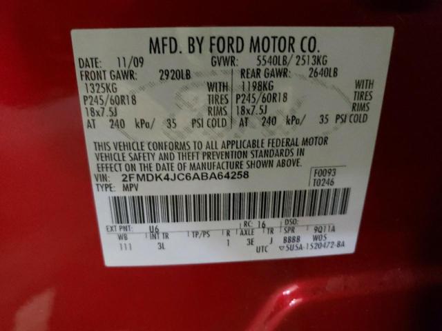 Photo 10 from auction – 2010 FORD EDGE SEL with VIN 2FMDK4JC6ABA64258