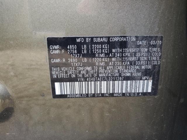Photo 10 from auction – 2020 SUBARU OUTBACK PR with VIN 4S4BTAEC7L3211297