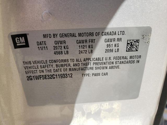 Photo 10 from auction – 2012 CHEVROLET IMPALA LS with VIN 2G1WF5E32C1193312
