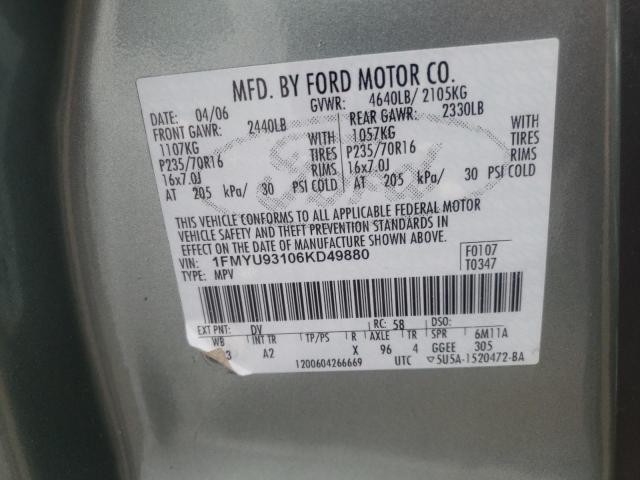 Photo 10 from auction – 2006 FORD ESCAPE XLT with VIN 1FMYU93106KD49880