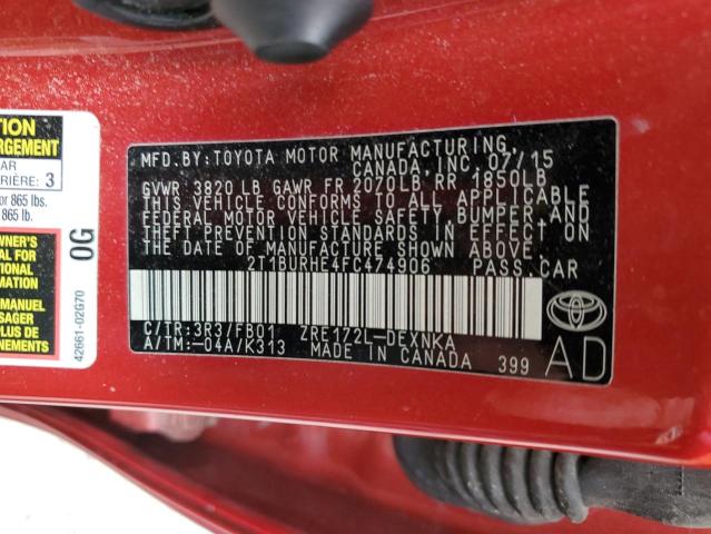 Photo 10 from auction – 2015 TOYOTA COROLLA L with VIN 2T1BURHE4FC474906