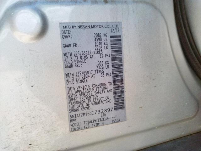 Photo 10 from auction – 2018 NISSAN ROGUE S with VIN 5N1AT2MT6JC732897