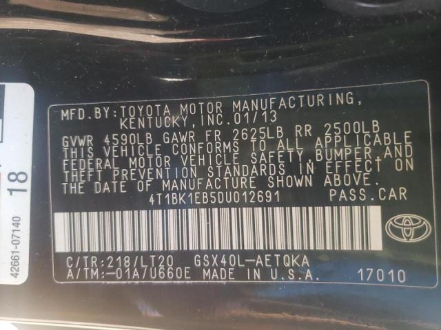 Photo 10 from auction – 2013 TOYOTA AVALON BAS with VIN 4T1BK1EB5DU012691