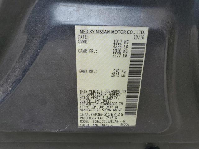 Photo 10 from auction – 2017 NISSAN ALTIMA 2.5 with VIN 1N4AL3AP3HN316425