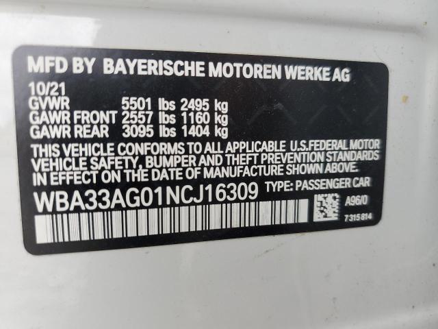 Photo 10 from auction – 2022 BMW 530XE with VIN WBA33AG01NCJ16309