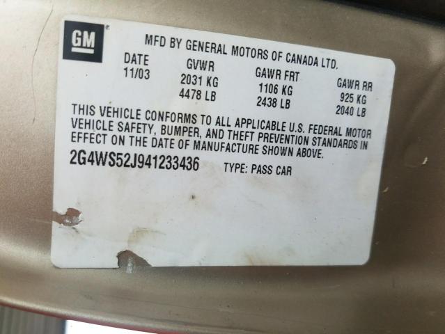 Photo 10 from auction – 2004 BUICK CENTURY CU with VIN 2G4WS52J941233436