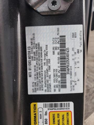 Photo 10 from auction – 2016 FORD FUSION SE with VIN 3FA6P0LU2GR401635