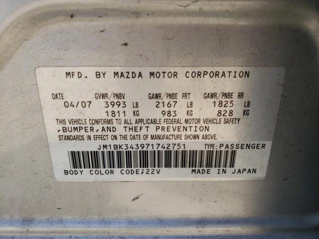 Photo 10 from auction – 2007 MAZDA 3 with VIN JM1BK343971742751