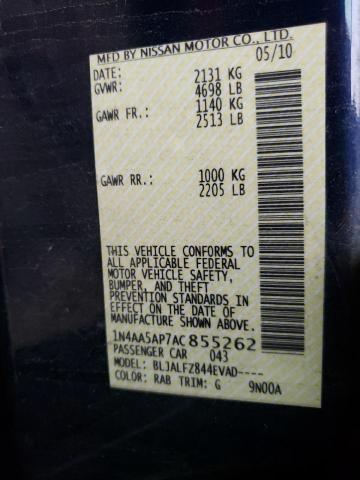 Photo 10 from auction – 2010 NISSAN MAXIMA S with VIN 1N4AA5AP7AC855262