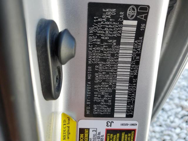 Photo 10 from auction – 2011 TOYOTA COROLLA BA with VIN 2T1BU4EE8BC612366