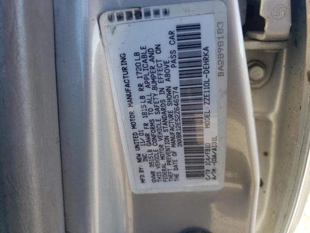 Photo 10 from auction – 2002 TOYOTA COROLLA CE with VIN 1NXBR12E52Z646574
