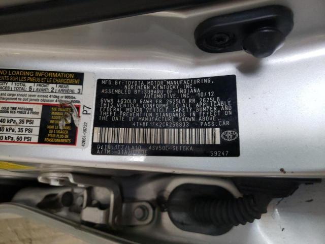 Photo 10 from auction – 2012 TOYOTA CAMRY BASE with VIN 4T4BF1FK2CR258833