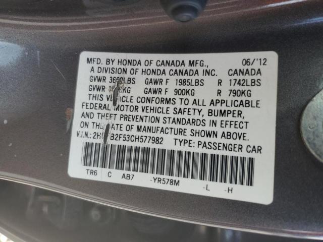 Photo 10 from auction – 2012 HONDA CIVIC LX with VIN 2HGFB2F53CH577982