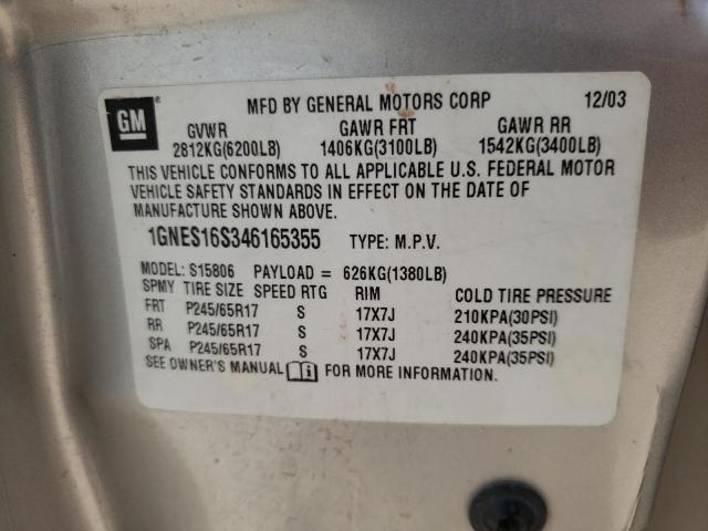 Photo 10 from auction – 2004 CHEVROLET TRAILBLAZE with VIN 1GNES16S346165355