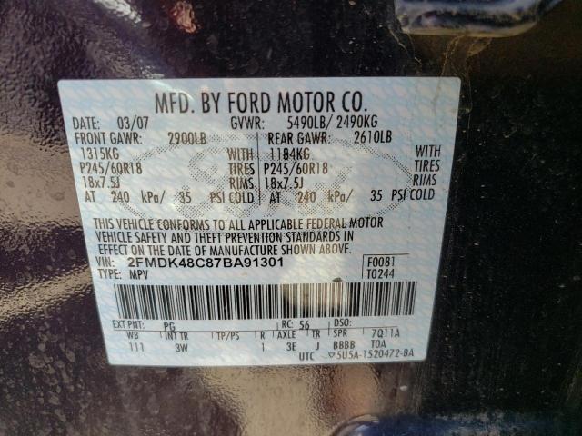 Photo 10 from auction – 2007 FORD EDGE SEL with VIN 2FMDK48C87BA91301