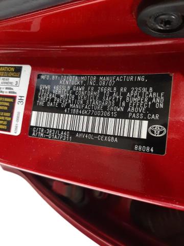 Photo 10 from auction – 2007 TOYOTA CAMRY HYBR with VIN 4T1BB46K77U030615