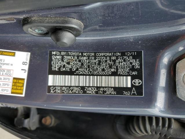 Photo 10 from auction – 2011 TOYOTA PRIUS with VIN JTDKN3DU1B5365009