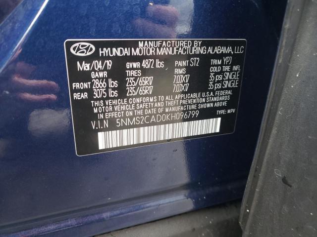Photo 10 from auction – 2019 HYUNDAI SANTA FE S with VIN 5NMS2CAD0KH096799