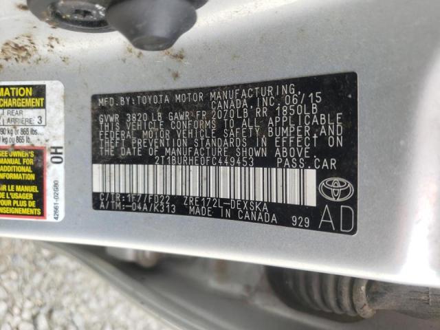 Photo 10 from auction – 2015 TOYOTA COROLLA L with VIN 2T1BURHE0FC449453
