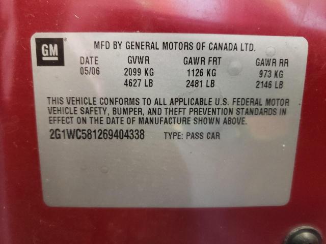 Photo 10 from auction – 2006 CHEVROLET IMPALA LT with VIN 2G1WC581269404338